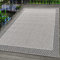 In- & Outdoor Teppich Robuster, Ethno Look Bordüre Muster, Rechteckig, Grau und Creme Farbe, Wetterfest, für Terrasse, Balkon, Küche, Bad oder Wohnzimmer, Größe:140 x 200 cm