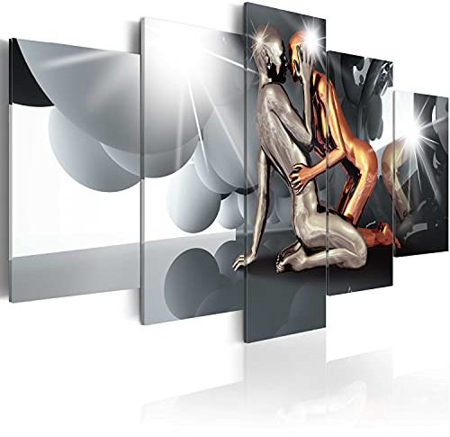 B&D XXL Acrylglasbild Abstrakt 200x100 cm 5 Teilig Wandbild auf Acryl Glasbilder Kunstdruck Moderne Acrylglas Platte Wanddekoration Geschenke Heimdekoration Glasbild Gestalt Figur Paar Liebe