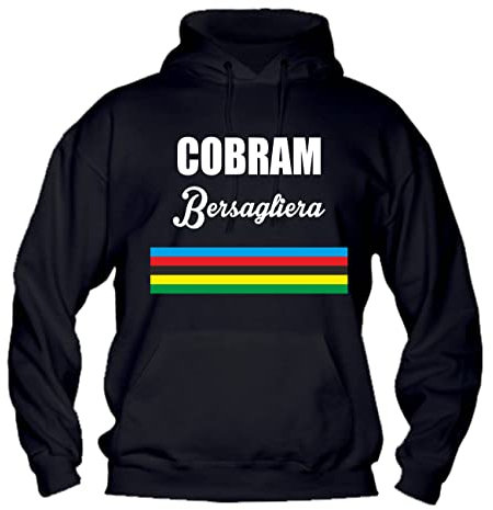 Social Crazy Felpa Uomo con Cappuccio Basic Top qualità Top vestibilità - Cobram Bersagliera - Coppa Cobram - Divertente Humor Made in Italy (Nero, M)