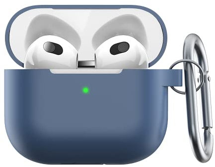Keybudz Elevate Schutzhülle mit Karabiner für Apple AirPods 3, Etui Hülle, Kopfhörer Ohrhörer Zubehör Ladecase, blau