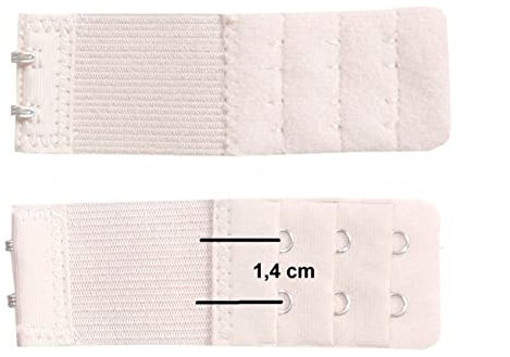 U.W. BH Verlängerung 2 Haken 3 Reihen Verschluss Gummi Erweiterung (Creme), 3,2 cm breit, 9,5 lang