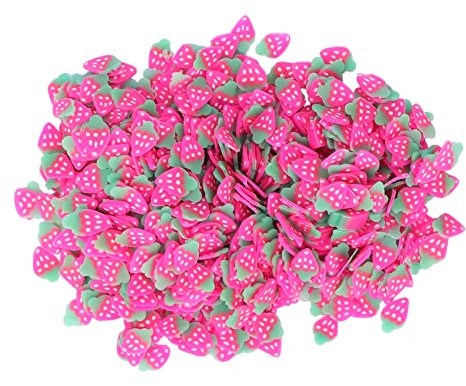 Fruit Nail Art Slices, Nail Art Slices with Fruit Shaped, Polymer Clay Nail Art Cellphone Glasses Decoration Accessories 10g/pack, Nail Charms for Lip Gloss Nail Art DIY(Pink strawberry)