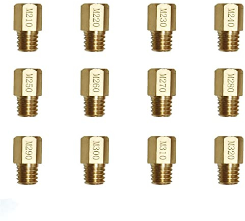 Vergaser Düsen Set, Hauptdüsenset 12 Stück, Düsenset Feinabstimmung Vergaserdüsen Satz Hauptdüsen, 210,220,230,240,250,260,270,280,290,300,310,320 für Roller Motorrad Schaltmoped Vergaserdüsen Satz
