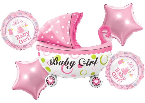 DIWULI Palloncini Carrozzina Baby Girl - Decorazione Rosa