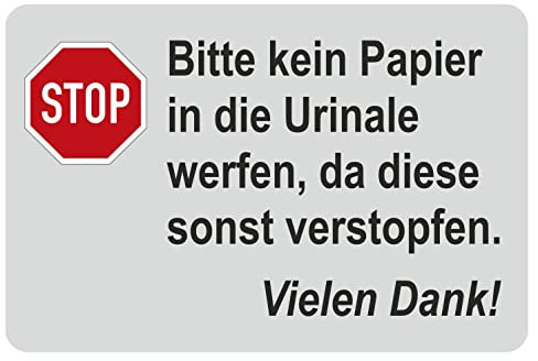 Urinal Toiletten-Aufkleber I Hinweis-Aufkleber für WC I 12 x 8 cm I neutraler Wand-Sticker für Gäste-WC I selbstklebender Fliesenaufkleber I hin717