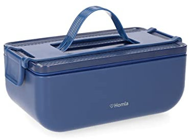 HOMLA Theo Lunchbox Brotdose Wiederverwendbare Lunchbox Liegt Sicher in Hand und Bietet Komfortablen Griff Dichter Verschluss Ausziehbarer Griff Langlebig und Beschädigungssicher 0,6L Marineblau