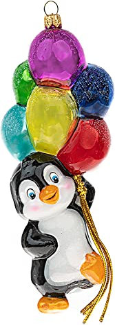 Impuls Christbaumschmuck Glas 15cm Pinguin mundgeblasen handbemalt Tiere Weihnachtskugeln bunt