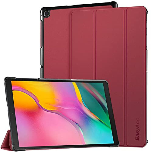 EasyAcc Hülle Kompatibel mit Samsung Galaxy Tab A 10.1 2019 T510 T515 - Ultra Dünn mit Standfunktion Slim PU Leder Rotwein