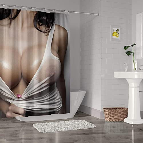 RADEMA Duschvorhang 120x200cm Nackt Duschvorhang Antischimmel Wasserdicht Sexy Frauen Shower Curtains Geeignet für Badezimmer Badewanne mit 8 Kunststoffhaken