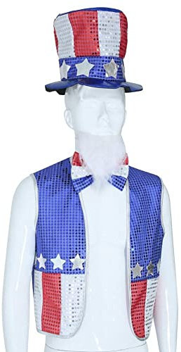 Hrippy 4. Juli Patriotische Page -kostüm Set Usa Independence Day Bogen Krawatten Gefälschter Bart Für Geburtstagsfeier Cosplay Accessoires