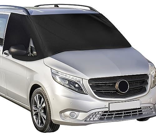 Windschutzscheibe Sonnenschutz für Mercedes-Benz VITO III W447 2014-2022, 600D Oxford Tuch 100% Lichtblockend, Wasserdicht, UV-Beständig/Frostbeständig/Frostbeständig (Schwarz,Vito W447 2014-2022)