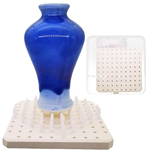PUCHEN Four à poterie - Coussin Support réfractaire en poterie,Tapis Cuisson en Argile poterie Ignifuge à Isolation Thermique Multi-Trous et Ensemble 60 Broches, Accessoires
