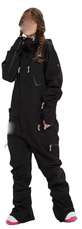 Aoleaky Winter-Einteiler-Skianzug-Overall für Herren warmer Bergsteiger-Snowboard-Anzug winddichter wasserdichter Overall Women Black L