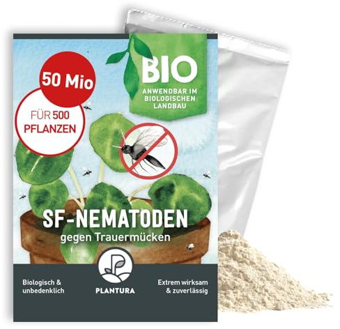 Plantura SF-Nematoden gegen Trauermücken, zum Gießen, hochwirksam & biologisch, Nützlinge aus Deutschland, 50 Mio für 50 m²/ ca. 500 Pflanzen