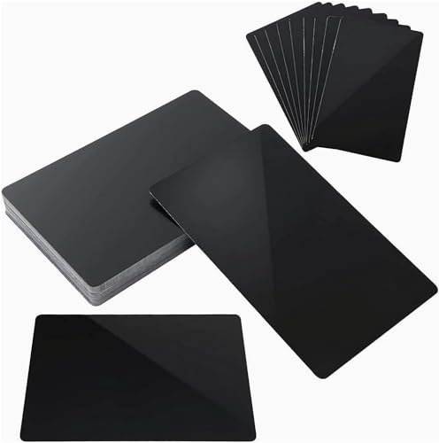 100 Stück Metall Visitenkarten Rohlinge, Aluminium Lasergravierte Namenskarten Visitenkarten Blanko für LP4/LP2/LP3 und andere Laser-Gravur-Maschinen DIY-Karten, Dicke 0,1 mm - Schwarz