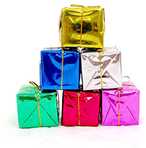 12 Stück Deko Geschenkpäckchen, Mini geschenkboxen weihnachtsbaumschmuck hängen Dekorationen Ornamente, Geschenkbox für Christbaumschmuck Mini Geschenkboxen Innen und (Zufällige Farbe, One Size)