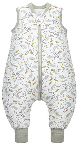 MIKAFEN Baby Schlafsack Winter mit Füßen 2.5 Tog 100% Baumwolle Kinder winterschlafsack für Jungen und Mädchen 90cm/Höhe95-105cm,Ente