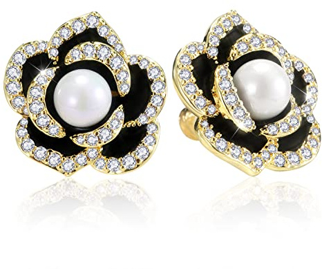 Richapex Boucles D'oreilles Femme Or, Earrings for Women, Boucle D oreille Bleu, Cadeau Anniversaire et Idee Cadeau, Bijoux Forme de Fleur(Bleu)