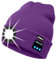 ATNKE LED beleuchtete Bluetooth Beanie Kappe, wiederaufladbare USB-Musikalische Laufmütze mit extrem hellem 4 LED Licht wasserdichte Lampe für das Skifahren/Inner Purple