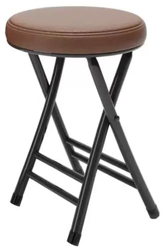 ILOOXI Klappbar Barhocker Gepolstert Barstuhl Stapelbar Klapphocker Runde Klappstuhl 150kg Kapazität Hocker Für Küche, Esszimmer, Büro(Brown)