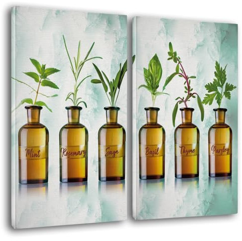 Giallobus - Peintures Grand Format XXL - Plantes - Plantes aromatiques - Toile - 144x100cm | 2pcs. x 70x100cm - Grande Image