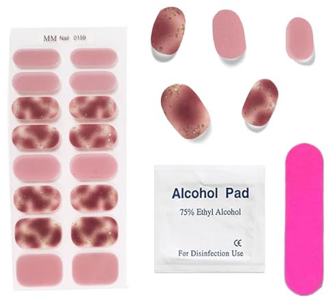 Pegatinas de Gel para Uñas | 16 Pcs Lámina Semicurada | Adhesivos y Envolturas de Esmalte (Requiere Lámpara UV/LED)