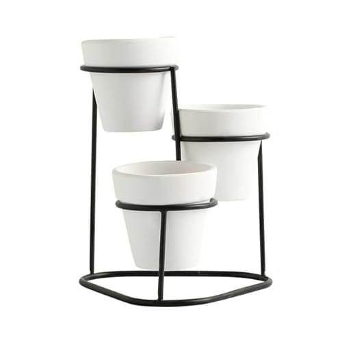 BIVVI Eisen Desktop DREI Sätze von Blumentopf Sukkulente Runde Zement Topf mit Einfache Eisen Rack Home Dekoration