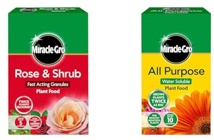 Miracle-Gro Rose and Shrub Fast Acting Granules Plant Food, 3 kg & All Purpose Soluble Plant Food, 1 kg