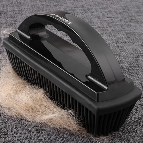 Navaris Brosse Anti Poils Animaux - Brosse de Nettoyage Vetement Tapis Voiture - Brosse Anti Poil Animaux Chien et Chat en Caoutchouc - Alliage ABS et TPR Résistant