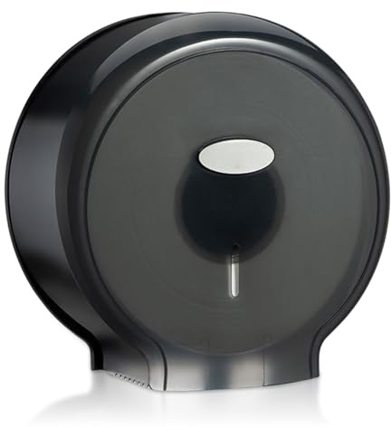 Cyrank Commercial Toilet Paper Dispenser, Wall Mounted Toilet Roll Dispenser Jumbo Roll Toilet Paper Holder 10.6 X 11.0 X 4.7in, Commercial Tissue Holder (Black Translucent)