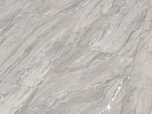 Click-Vinylboden >CHECK One Kappellen Marmor 2158 Hochglanz-Fliese XL inkl. Trittschalldämmung< (830x470x5mm) Klick-Vinylfliesen>(Kappellen Grau-Hochglanz-Marmor) I Sie kaufen 1m² I