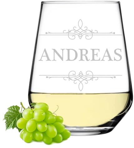 polar-effekt Weinglas ohne Stiel 425 ml mit Namensgravur und Ornament | Rotweinglas als persönliches Geburtstagsgeschenk: auch für Weißwein, Rosé und entspannte Weinabende mit guten Freunden.