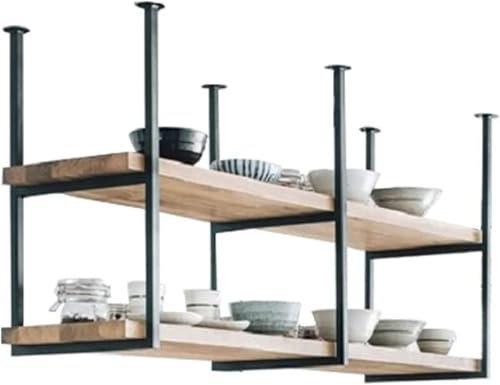 Suixtil Vintage Industrie LOFT Esszimmer Eisen Massivholz Decke Regale, 2 Tier Regal/Bar hängende dekorative Lagerung Racks(100x30x60cm)