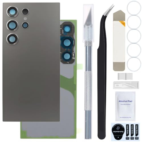 ZHUROUPU für Galaxy S24 Ultra 6.8 Zoll Rückseite Glas Ersatz | Hintere Akkuabdeckung, für SM-S928B, robustes und langlebiges Glas, mit vorinstalliertem Klebstoff, große Kameraöffnung