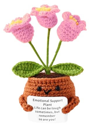 Huipalon Positive Gifts, Emotional Support Gift, Positive Crochet Doll, Positive Flower, Emotional Support Plant with Affirmation Card, Positive Knitted Toy Funny Positive Lily Of The Valley