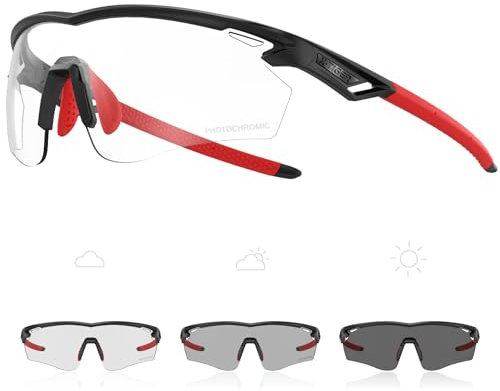 X-TIGER Photochrome Fahrradbrille Herren Damen UV400 Ideale Auto Selbsttönend Sonnenbrille für MTB, Radfahren, Outdoor Sport Hochwertige MTB Laufbrille