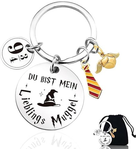 TAIANJI Harry Wizardry Keychain, You Are My Favorite Muggle Keychain with Golden Ball, Small Tie, Number Pendant Easter Gifts Key Chain for Lovers Theme