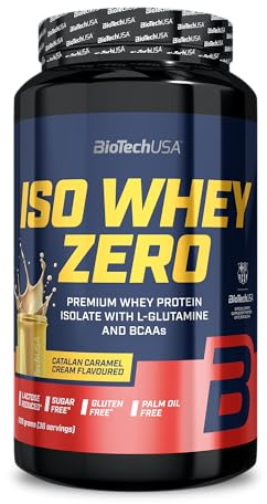 BioTechUSA Iso Whey Zero | Premium Whey Protein Isolate | Grass-Fed | Enzyme-Free | Sugar- and Gluten-Free, 908 g, Catalan Caramel Cream