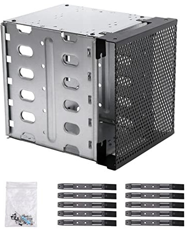 5.25 a 5X 3.5 con Soporte de Estante de Acero Inoxidable para Disco Duro Rack SAS para Ordenador Soporte Rack Adaptador d-e Jaula d-e Disco Duro