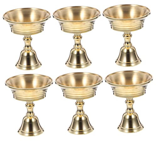 GOOHOCHY 6stücke Massivem Messing Ghee Lampenhalter Für Flüssig Und Festghee Design Für Altar Puja Und Spa-Dekoration Für Warme Und Stilvolle Tischgestaltung