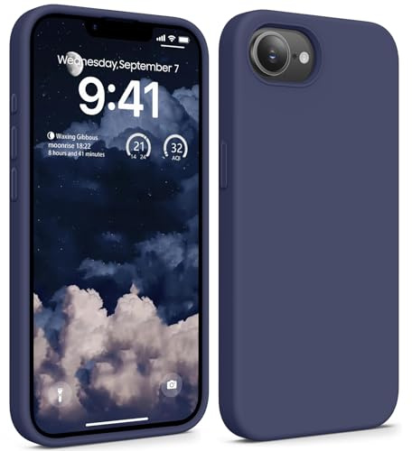 OIIAEE Compatible with iPhone 16e Case (2025) 6.1 Inch, Soft Ultra Slim Protective Shockproof Liquid Silicone Phone Case Cover with Anti-Scratch Microfiber Lining,Midnight Blue