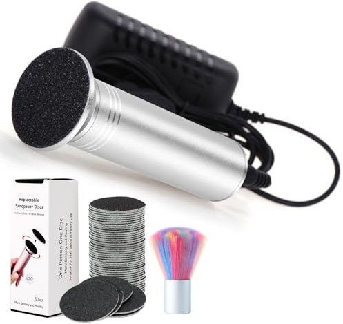 Grattugia Piedi Elettrico Professionale Rapeur Piedi Elettrico Potente Anti-Calli Levigatrice Piedi Elettrico Rappa Piedi Pedicure Lime, Molte Velocità Regolabili (02Argento)