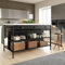Isla de Cocina Multifuncional con Encimera de Mármol Artificial Extensible Industrial y MDF, 3 Cajones, Carrito Móvil, Mueble para Cocina y Comedor, Aparador y Estantes de Cocina