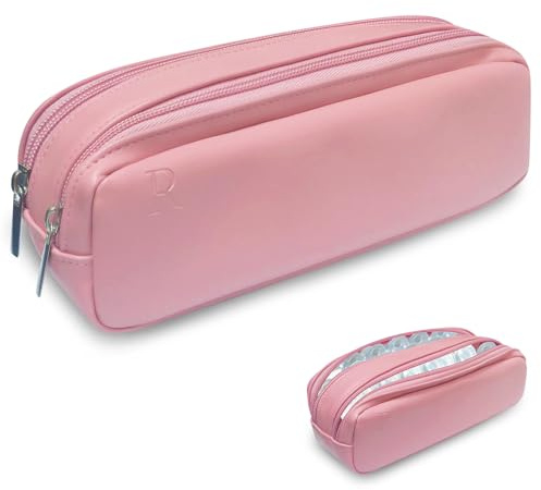 Kezzfpa Portable Daily Contact Lens Organizer Case, Disposable Contact Lens Dispenser, Travel Storage Case with Clearly Labeled R & L, Color Contact Lens Storage Case (Pink)