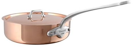 Mauviel M'3 S Copper Saute Pan With Lid, Cast Stainless Steel Handle, 3.2-Qt, Made In France