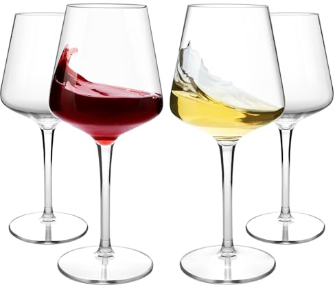 HAHASHOW Set di bicchieri da vino infrangibili in Tritan, in plastica, infrangibili, 445 ml, set da 4 bicchieri da vino rosso