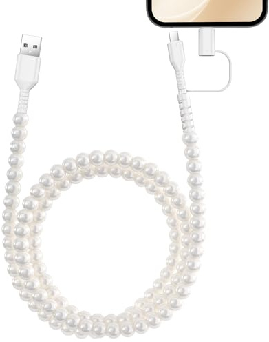 Aolcev 2 in 1 Multi Charger Cable[MFi Certified] 66W 1M Bead Phone Charger USB C Cable Type C/A to C/Lighting Type C Charger Cable Fast Charging for iPhone 17 16 15 14 Pro Max/iPad/Samsung S25-White