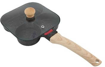 Gugxiom 3 in 1 Frying Pan Non Stick 3 Cup Egg Omelette Skillet Aluminum for Breakfast Pancake Cooking (Black with lid)