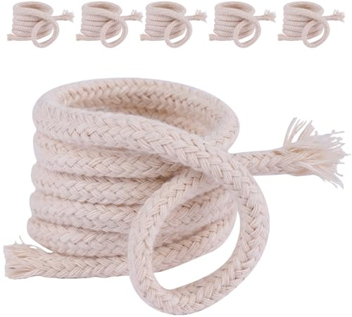 6 Mètres Ø 8 mm Mèche Pour Lampes à Huile, Peut Être Découpée Sur Mesure, Mèche Lampe à Huile Mèche Pour Torche de Jardin Meche Pour Torche à Huile, Coton Circulaire Mèche Pour Lampe à Huile, 6x100cm