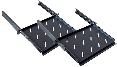 1U Rack Mount Vented Sliding Shelf for 19 Server Cabinets - 2 Pack